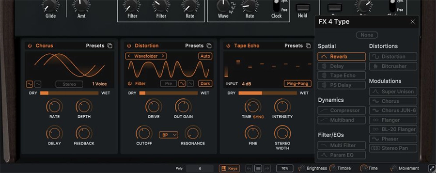 Arturia MiniBrute V effects section