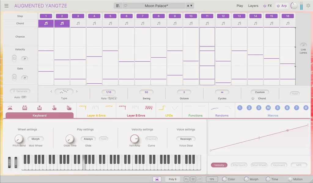 Augmented YANGTZE arpeggiator sequencer