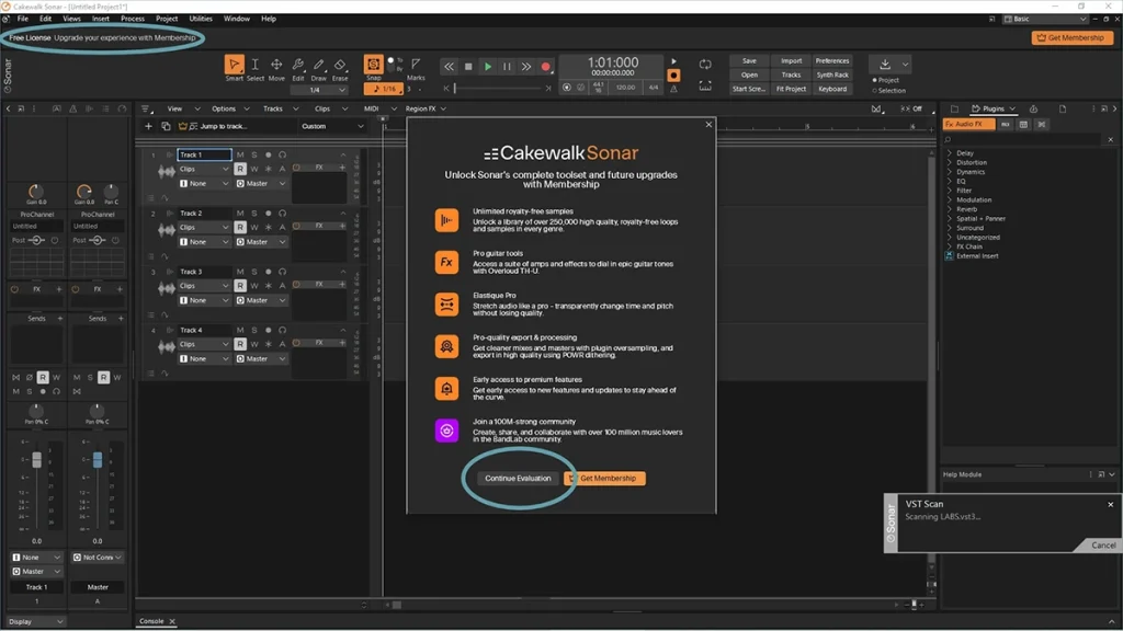 Cakewalk Sonar DAW free license