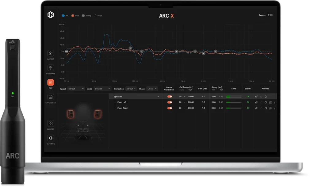 IK Multimedia ARC X with a measurement microphone