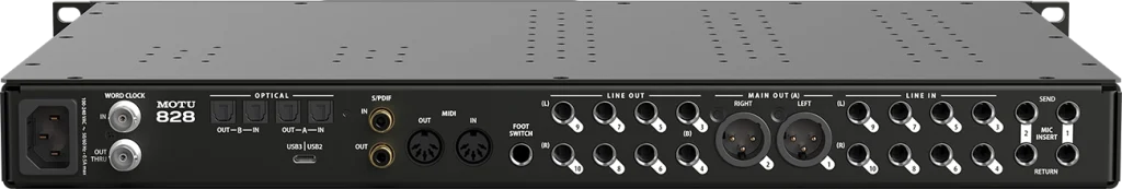 MOTU 828 rear panel